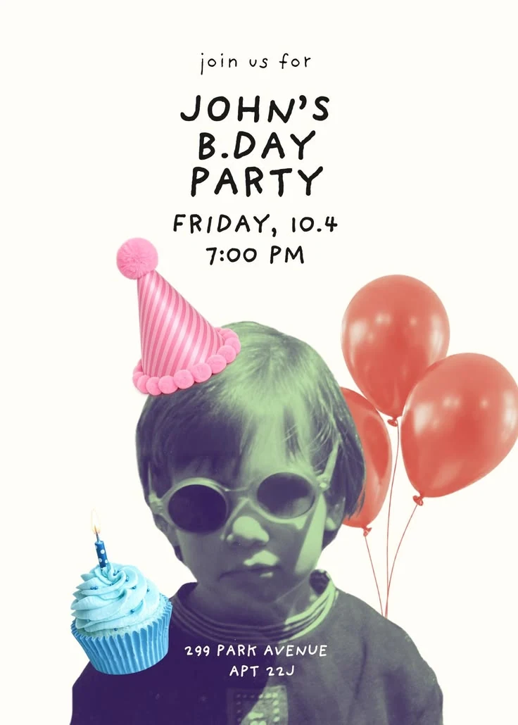 Cool kid birthday invitation example