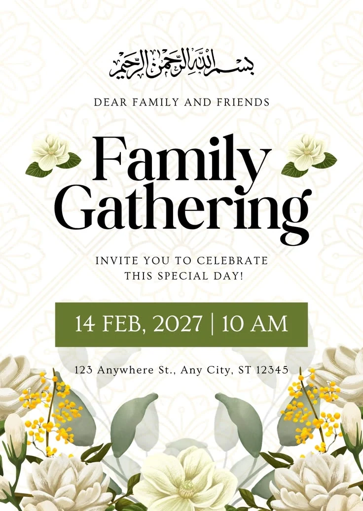 Green tradition family gathering invitation example