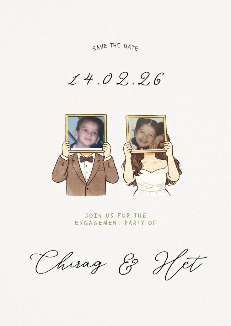 Illustrated love wedding invitation example