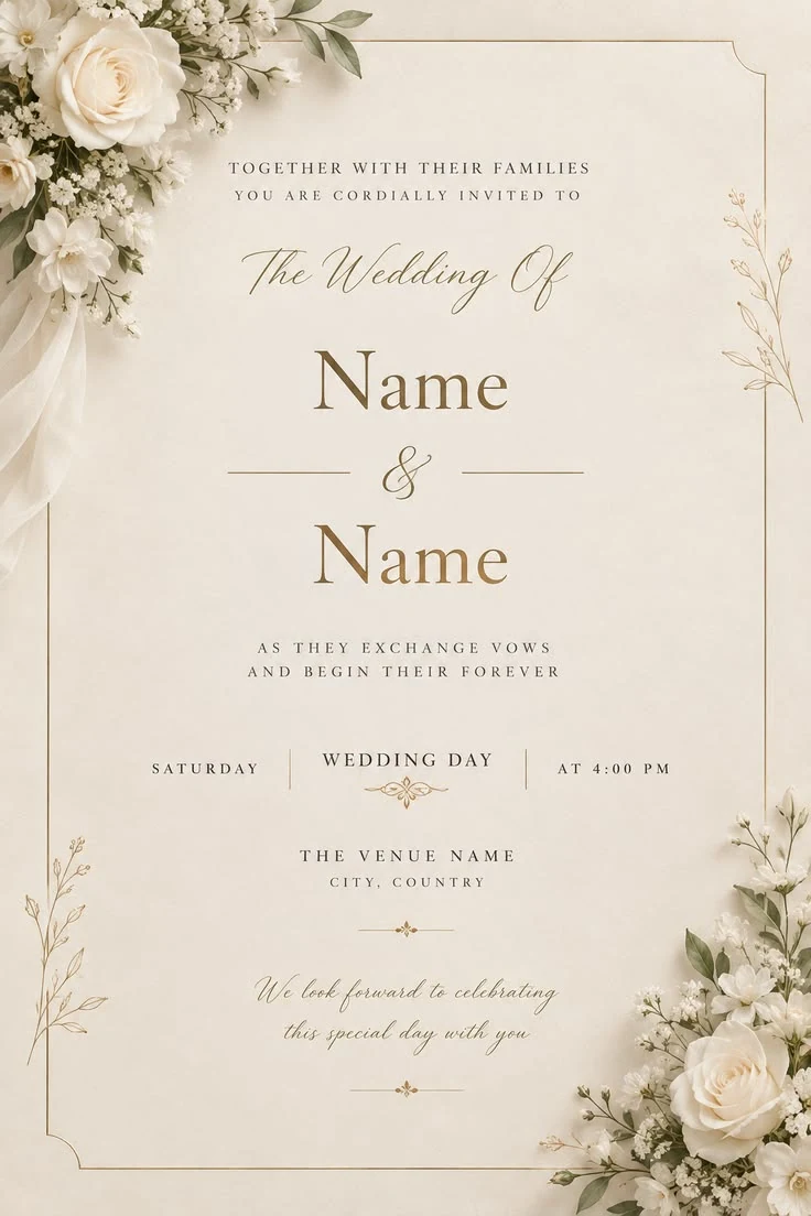 Childhood story wedding invitation example